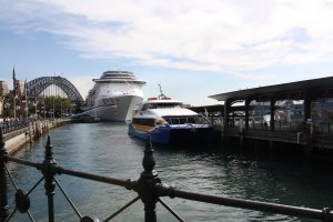 Cruise ships and ferries in the busy quay